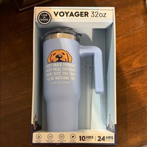 Life Is Good Voyager Tumbler - Light Blue with Dog Graphic